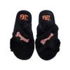 FOCO Women's NFL Team Logo Cross Band Soft Plush Furry Cozy Open Toe House Shoes Slippers, Cincinnati Bengals, Small 5-6 view 1