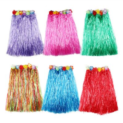 Cheerleading Flower Ball Plastic Hawaiian Costume Fibers Women Grass Skirts Hula Skirt with Flower Ladies Dress Up 10 Colors Cheerleading Waterproof Prom Fancy Cheer (Color : Red)