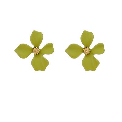 GRACE JUN Enamel Paint Clover Leaf Clip on Earrings No Pierced for Women Party Wedding Charm Ear Clip (Green Clip on)