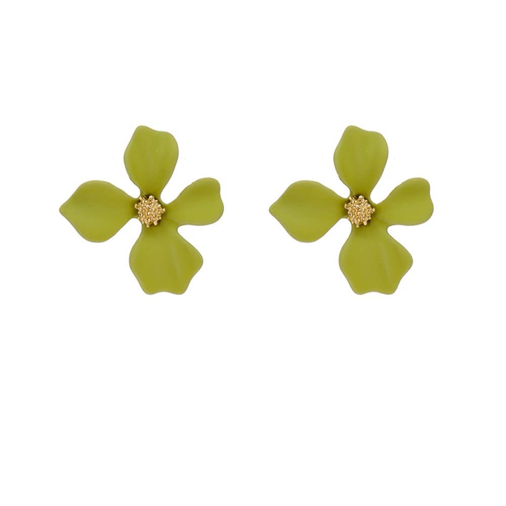 GRACE JUN Enamel Paint Clover Leaf Clip on Earrings No Pierced for Women Party Wedding Charm Ear Clip (Green Clip on)