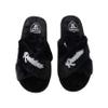 FOCO Women's NFL Team Logo Cross Band Soft Plush Furry Cozy Open Toe House Shoes Slippers, Las Vegas Raiders, Medium 7-8 view 1