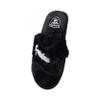 FOCO Women's NFL Team Logo Cross Band Soft Plush Furry Cozy Open Toe House Shoes Slippers, Las Vegas Raiders, Medium 7-8 view 2