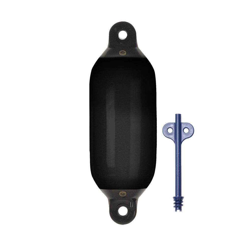 Dan-Fender Heavy Duty Boat Fender 822-F02 - Bumper for Boats (23-30 ft Long) - Strong & Flexible PVC, All Weather Conditions, Universal Fit Boat Accessories for Docking (Black)