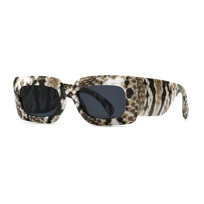 laureles/Square Snakeskin Pattern Rectangle Sunglasses Men Women Vintage Fluorescent Green Shade Glasses (C7)
