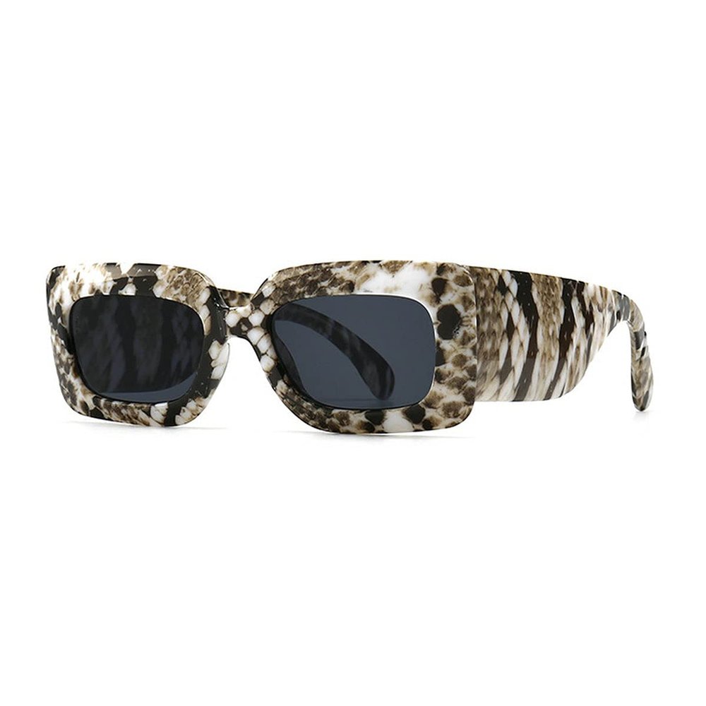 laureles/Square Snakeskin Pattern Rectangle Sunglasses Men Women Vintage Fluorescent Green Shade Glasses (C7)