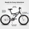 JOYSTAR Contender 20 Inch Kids Bike for Boys & Girls Ages 7-13 Years 20" Mountain Bike with Full Dual-Suspension Steel Frame and 1-Speed Drivetrain with Kickstand Black view 2