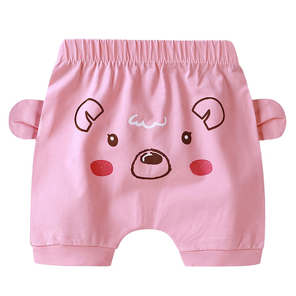 Freebily Infant Baby Boys Girls Bloomers Pull-on Shorts Cute Cartoon Print Unisex Summer Short Pants Pink 18-24 Months