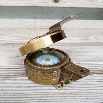 Solid Brass Nautical British Military Prismatic Pocket Compass Vintage
