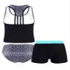Kaerm Kids Girls 3 Piece Sporty Swimwear Bathing Suit Racerback Bikini Brief Boyshorts Rash Guard Tankini Set Mint Green 10 Years view 2