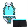 Kaerm Kids Girls 3 Piece Sporty Swimwear Bathing Suit Racerback Bikini Brief Boyshorts Rash Guard Tankini Set Green 8 Years view 1