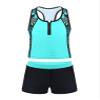 Kaerm Kids Girls 3 Piece Sporty Swimwear Bathing Suit Racerback Bikini Brief Boyshorts Rash Guard Tankini Set Green 8 Years view 3