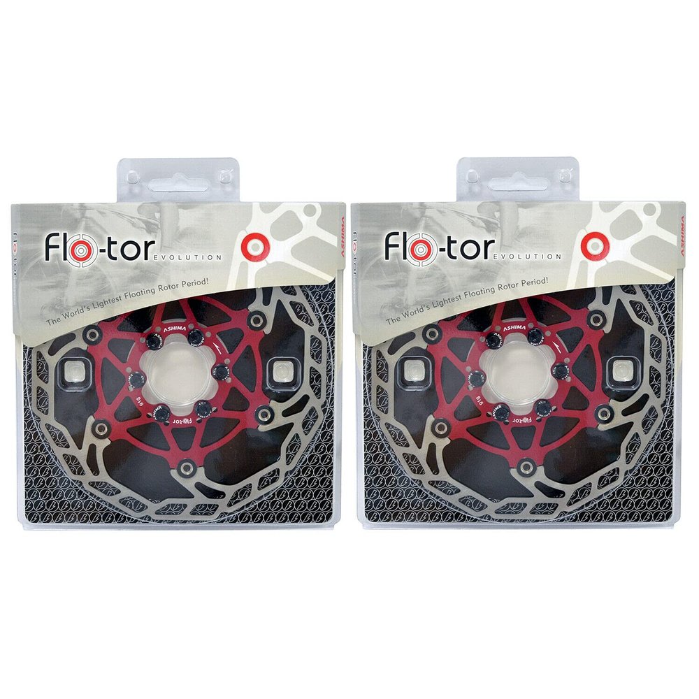 ASHIMA-LTD Flo-Tor ARF-3 Disc Flotor Rotor 6-Bolt, 160mm, 2PCS, Red, AS2387