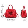 GJGJTER Tote Top-handle Handbags for Women 3D Floral Purse PU Leather Hobo Crossbody Shoulder Bag Satchel-Red view 3