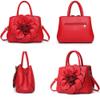 GJGJTER Tote Top-handle Handbags for Women 3D Floral Purse PU Leather Hobo Crossbody Shoulder Bag Satchel-Red view 4
