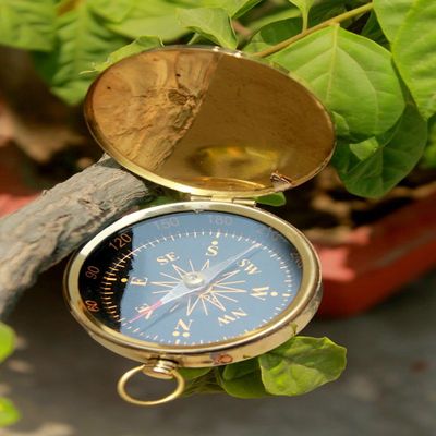 Antique Nautical Brass Directional Lid Pocket Compass Maritime Best Decor