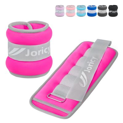 Ankle Weights, Wrist Leg Arm Weights for Women Men Kids Child with Adjustable Straps,A Pair of 4LBS(2LB Each Weight) Strength Training Weighted for Jogging, Running, Walking, Fitness, Rose Red