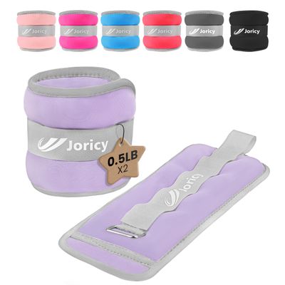Ankle Weights, Wrist Leg Arm Weights for Women Men with Adjustable Straps,A Pair of 1LBS(0.5LB Each Weight) Strength Training Weighted for Jogging, Running, Walking, Fitness, Light Purple
