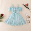 LZCYILANXIULSL Toddler Girl Summer Clothes Baby Ruffles Halter Dresses Boho Dress Beach Sundress Playwear Outfit (4-5T,Daisy Blue) view 2