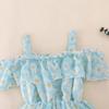 LZCYILANXIULSL Toddler Girl Summer Clothes Baby Ruffles Halter Dresses Boho Dress Beach Sundress Playwear Outfit (4-5T,Daisy Blue) view 3