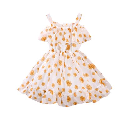 LZCYILANXIULSL Toddler Girl Summer Clothes Baby Ruffles Halter Dresses Boho Dress Beach Sundress Playwear Outfit (2-3T,Orange)