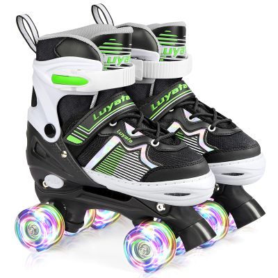 Luyata Roller Skates for Girls Boys Adjustable, 4 Size Ages 6-12 & 3-5, Kids Roller Skates with Light Up 8 Shining Wheels, 3 Color Shining for Toddlers Boys Girls Beginners