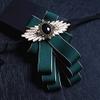 Topz green bow ties for men women Christmas handmade brooch bowtie diamond crystal brooch self tie bow brooch collar fashion PreTied Neck Tie bowknot fabric brooch for wedding(B green) view 2