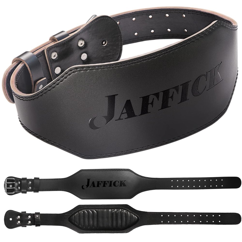 Genuine Leather Weight Lifting Belt for Men Gym Weight Belt Lumbar Back Support Powerlifting Weightlifting Heavy Duty Workout Training Strength Training Equipment 6-Inch BLACK XL