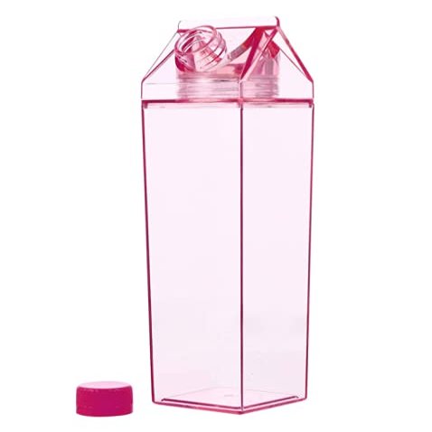 500ml Pink Milk Carton Water Bottle Portable Square Leakproof Water Bottle Juice Beverage Drinks Bottle for Outdoor Activities
