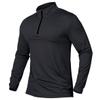 MANSDOUR Men's Active Sports Shirt 1/4 Zip Performance Long Sleeve Workout Running T Shirt Pullover Tops Black view 1