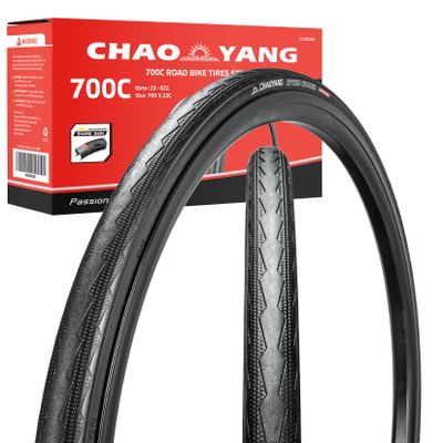 Chao YANG Road Bike Tire Set, Foldable Bicycle Tire Set, Featured with Double Tread Puncture Protection, 700x23C, for On-Road Use & Racing, 2-Pack