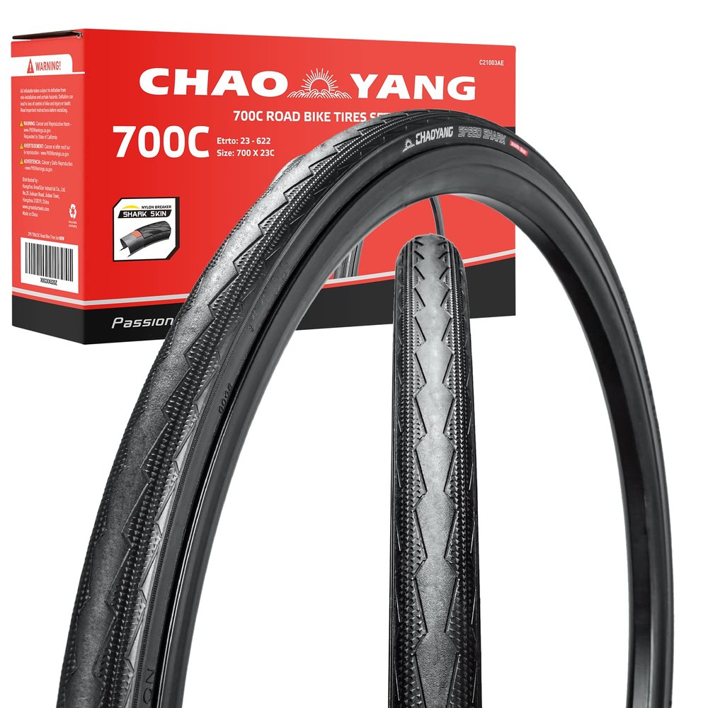 Chao YANG Road Bike Tire Set, Foldable Bicycle Tire Set, Featured with Double Tread Puncture Protection, 700x23C, for On-Road Use & Racing, 2-Pack