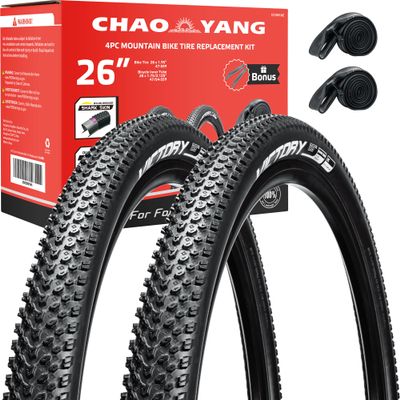 Chao YANG Mountain Bike Tire Replacement Kit, 261.95, Dual Compound 2C-MTB Tires, Featured with Double Tread Puncture Protection, for On or Off Road Use, 2-Pack
