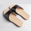 GHYUB Casual Linen Slippers,Leather Slippers for Men Indoor, Open Toes Indoor Slippers Leather Splicing Sandals Casual House Shoes Bedroom Slippers Office Slippers Gift for Mens Womens view 3
