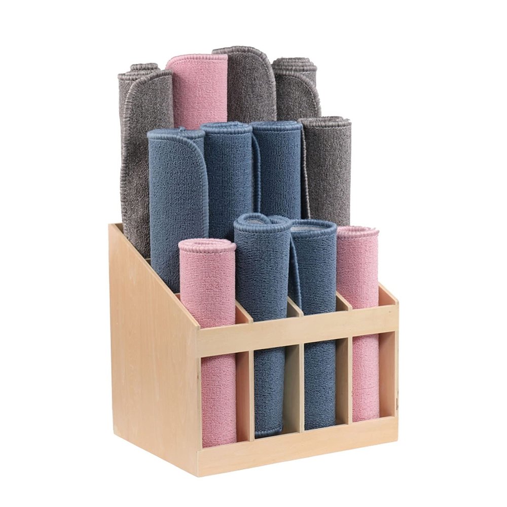 ZXXL Floor Yoga Mat Rack Wood - Holds 12 Mats, Large Home Gym Yoga Mat Storage Holder, Kindergarten Carpets Stand Organizer