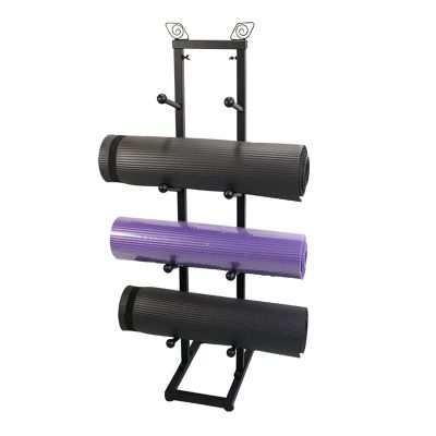 ZXXL 4 Tier Yoga Mat Storage Rack, Black Metal Foam Roller Holder Shelf, Home Gym Organize Racks for Exercise Mats & Pilates Mats
