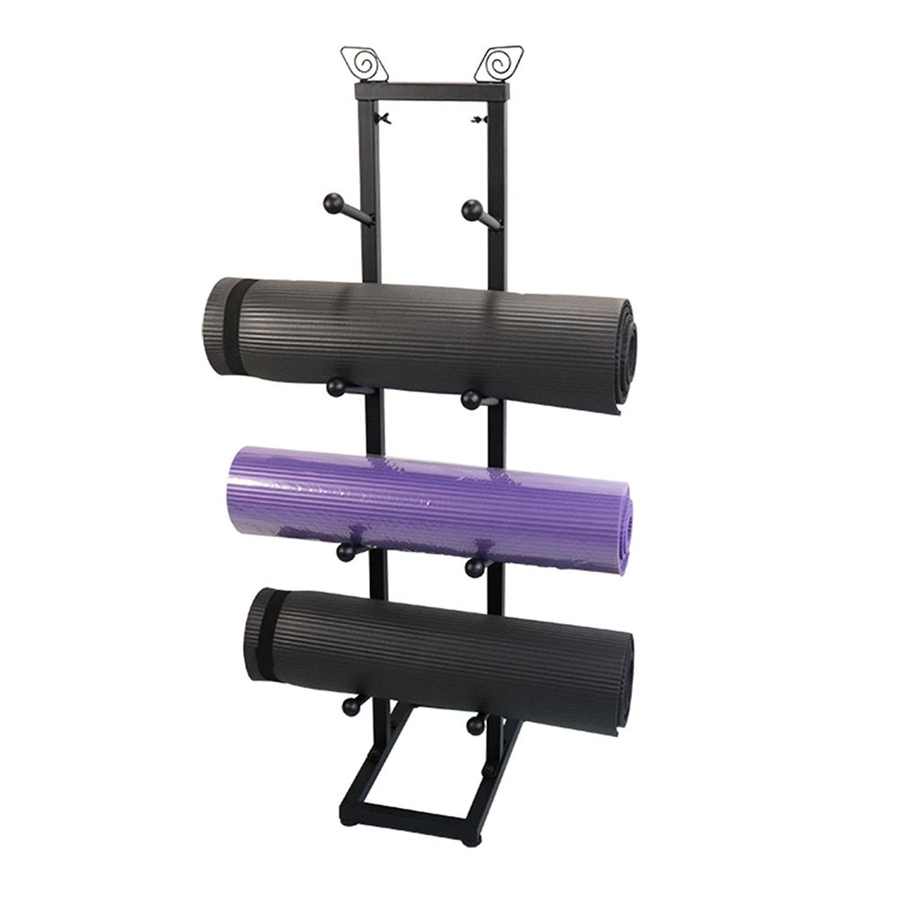 ZXXL 4 Tier Yoga Mat Storage Rack, Black Metal Foam Roller Holder Shelf, Home Gym Organize Racks for Exercise Mats & Pilates Mats