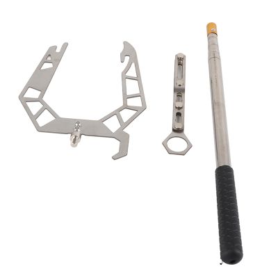 Boat Hook Mooring Hardware Tools U-Shaped Aluminum Alloy Ship Mooring Hook Threader Boat Hardware Kit Includes Boat Hook Handle Threader Silver