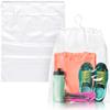 APQ Supply Clear Drawstring Travel Bag for Shoes, 12 x 16 Inches. Pack of 100 Waterproof Dust Bags for Shoes with Double Cotton Drawstrings. 2 mil PE Plastic Drawstring Bags for Packing, Storage view 1
