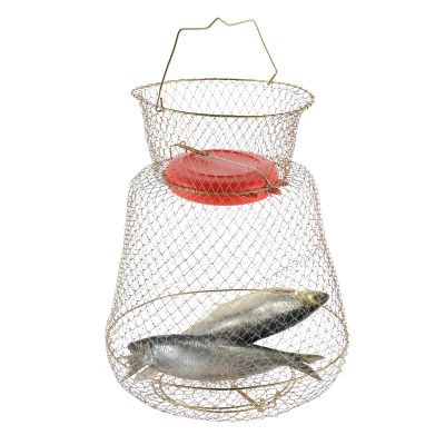 FLKQC Floatable Galvanized Steel Wire Fish Baskets, Collapsible Floatable Wire Fish Baskets,Portable Fishing Basket Fishing Net Cage (1)