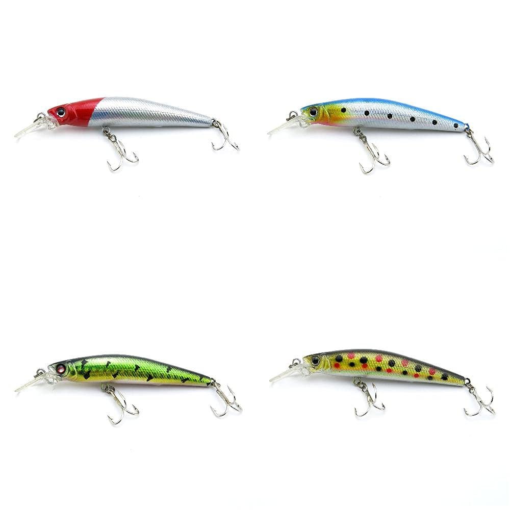 4 PCS Fishing Lures Crankbait Hardbaits Freshwater Saltwater Leurres 85mm 6g Minnow LOTS513