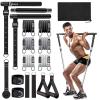 Pilates Bar Kit with Resistance Bands(4 x Bands),3-Section Pilates Bar with Stackable Bands Workout Equipment for Legs,Hip,Waist and Arm,Adjustable Pilates Flexbands Kit Home Gym Yoga Pilates Black view 1