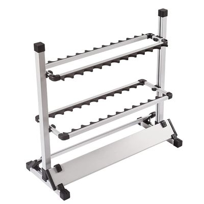 DKEKE Aluminum Alloy Fishing Rod Rack Holder Stand Fishing Rods Pole Holder Stand Organizer Rack Capacity 12pcs Fishing Rod Tools DKEKE (Color : 24 Hole Black)