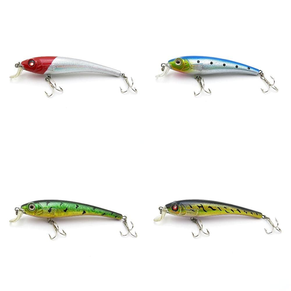 4 PCS Fishing Lures Crankbait Hardbaits Freshwater Saltwater Leurres 80mm 7g Minnow LOTS447