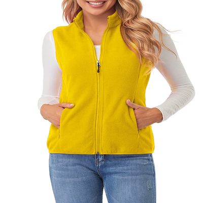 Fuinloth Women's Fleece Vest, Polar Soft Sleeveless Classic Fit with Zip up Pockets Yellow XX-Large