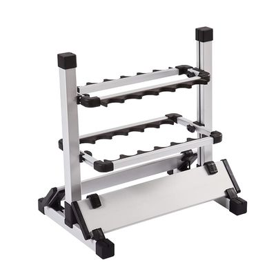DKEKE Aluminum Alloy Fishing Rod Rack Holder Stand Fishing Rods Pole Holder Stand Organizer Rack Capacity 12pcs Fishing Rod Tools DKEKE (Color : 12 Hole Black)