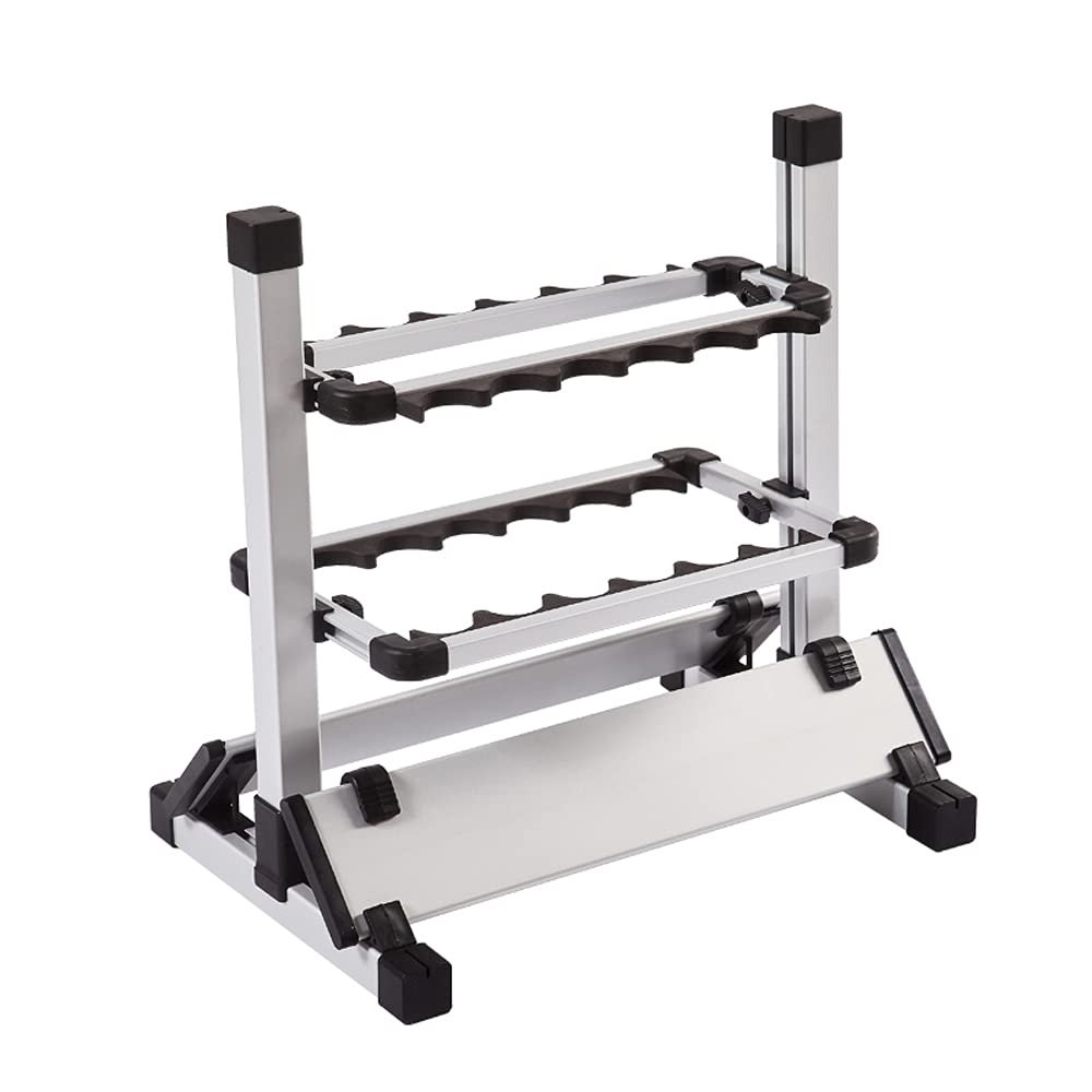 DKEKE Aluminum Alloy Fishing Rod Rack Holder Stand Fishing Rods Pole Holder Stand Organizer Rack Capacity 12pcs Fishing Rod Tools DKEKE (Color : 12 Hole Black)
