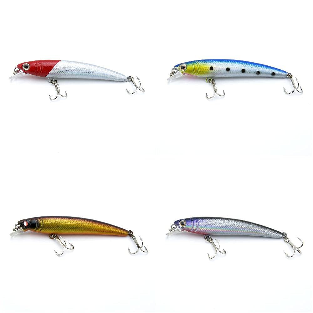 4 PCS Fishing Lures Crankbait Hardbaits Freshwater Saltwater Leurres 80mm 4g Minnow LOTS386