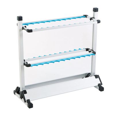 DKEKE Aluminum Alloy Fishing Rod Rack Holder Stand Fishing Rods Pole Holder Stand Organizer Rack Capacity 12pcs Fishing Rod Tools DKEKE (Color : 24 Hole Blue)
