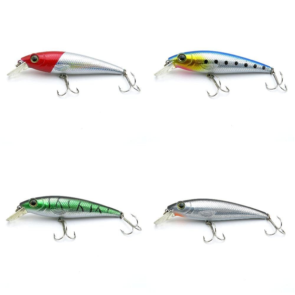 4 PCS Fishing Lures Crankbait Hardbaits Freshwater Saltwater Leurres 90mm 12g Minnow LOTS306