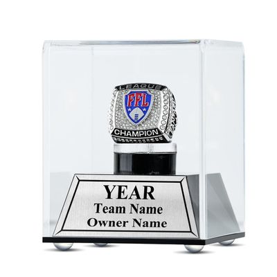 TrophySmack Custom Ring Case, Fantasy Football Ring Display Case with Engraving - Floating